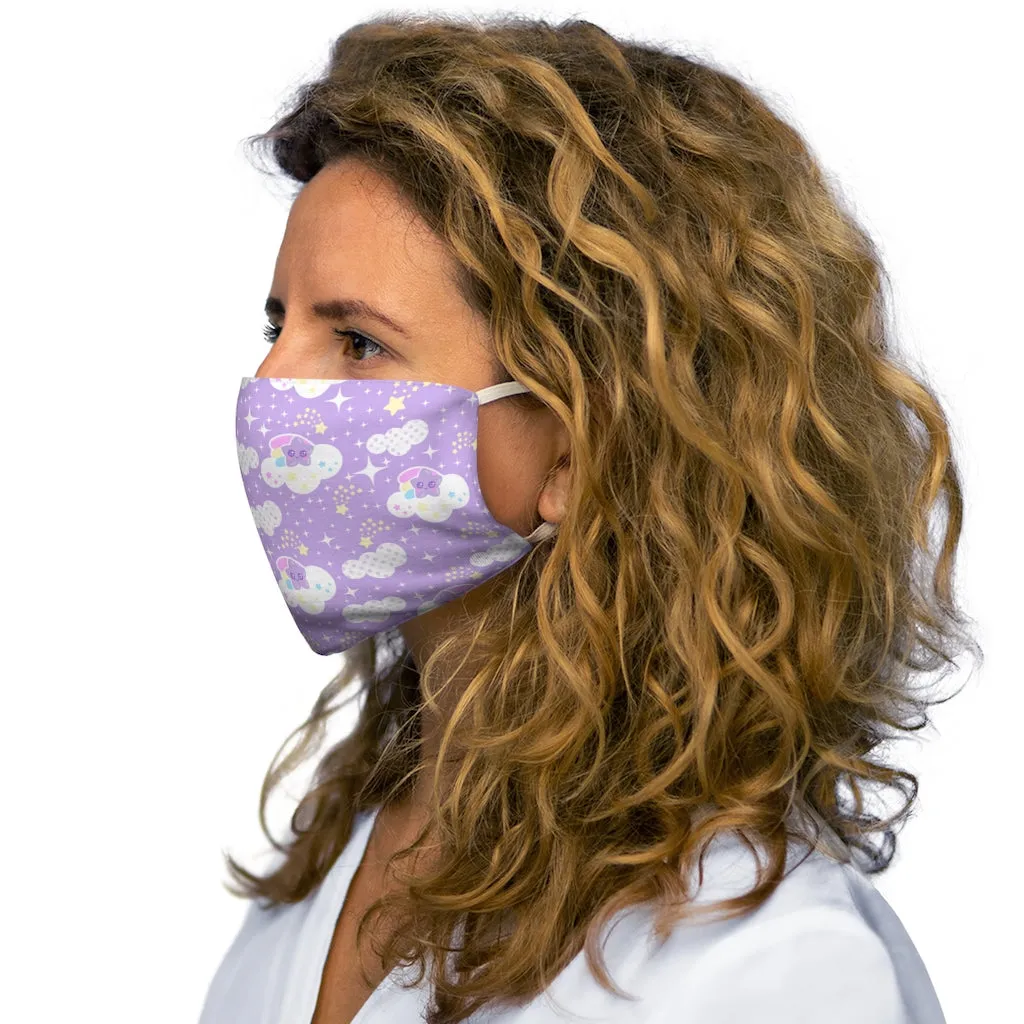 Shooting Star Clouds Purple Snug-Fit Polyester Face Mask