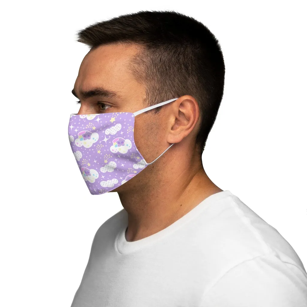 Shooting Star Clouds Purple Snug-Fit Polyester Face Mask