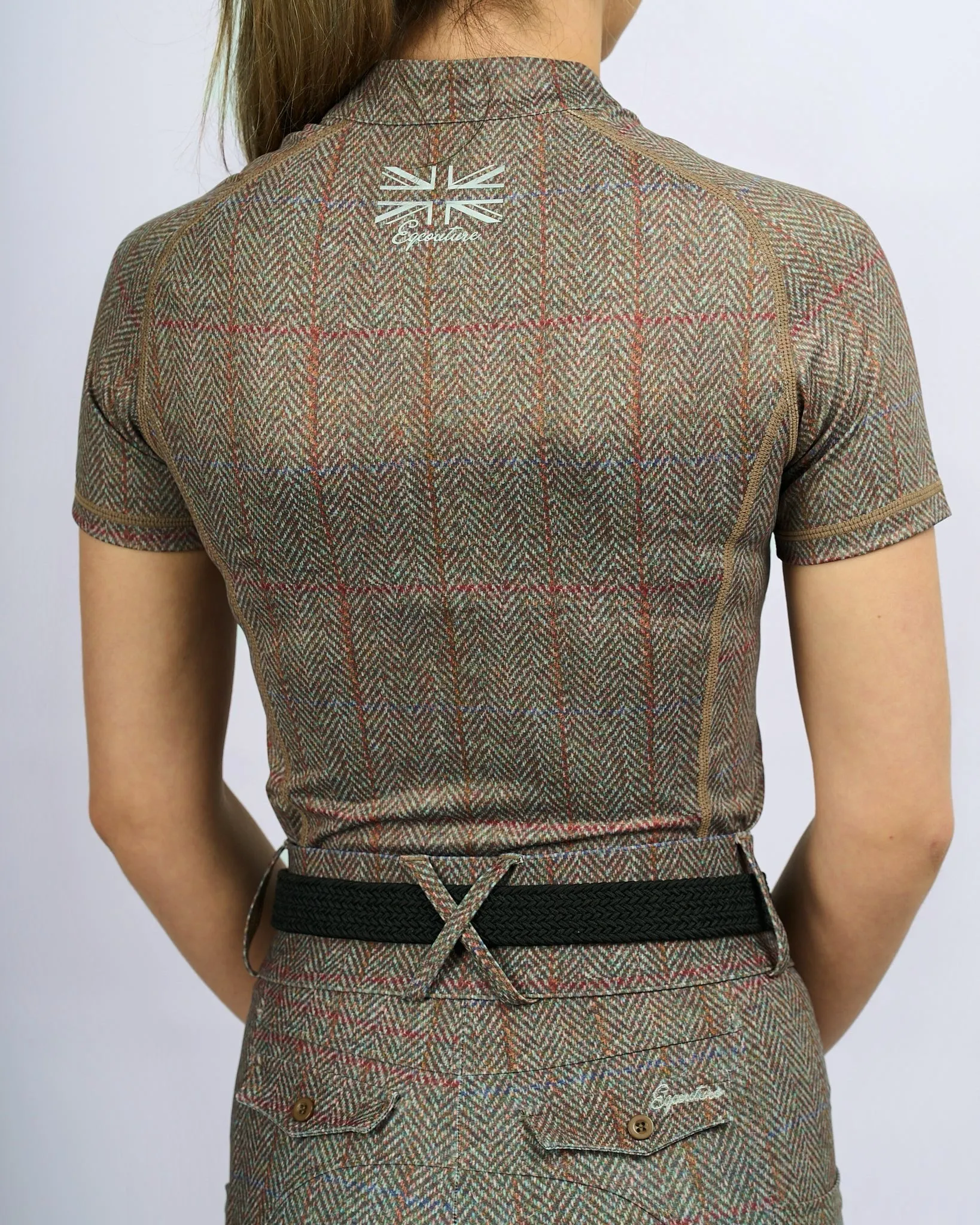 Short Sleeve Equestrian Tweed Effect Base Layer