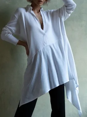 Simple Casual Loose Long Sleeve V Neck Top