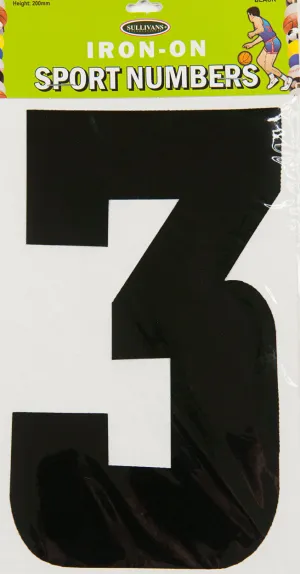 Sullivans Iron On Number 3, Black- 20cm