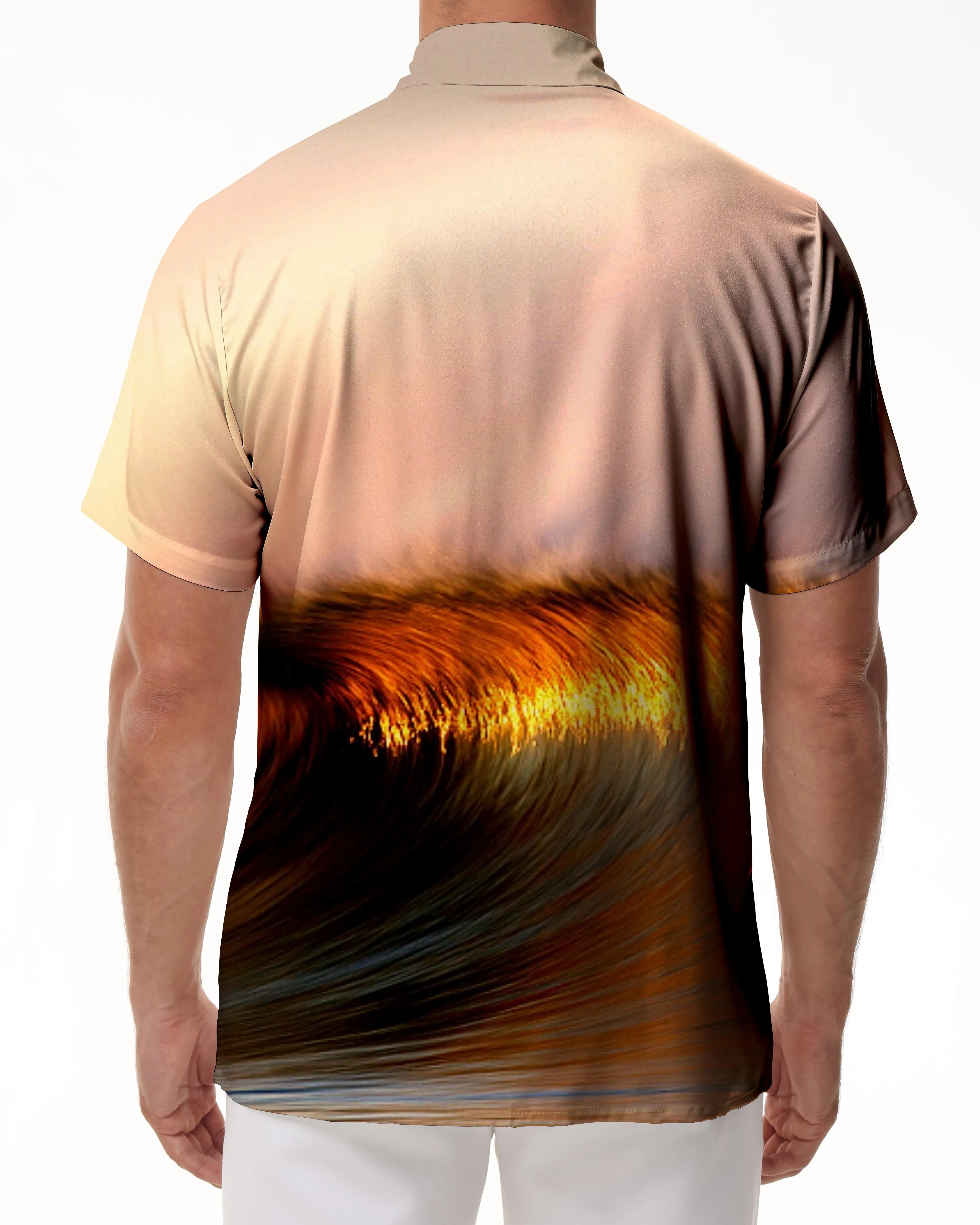 Sunrise Wave Style Shirt Four Seasons Vacation Beach Short Sleeve Hawaiian Button Shirt Short Sleeve