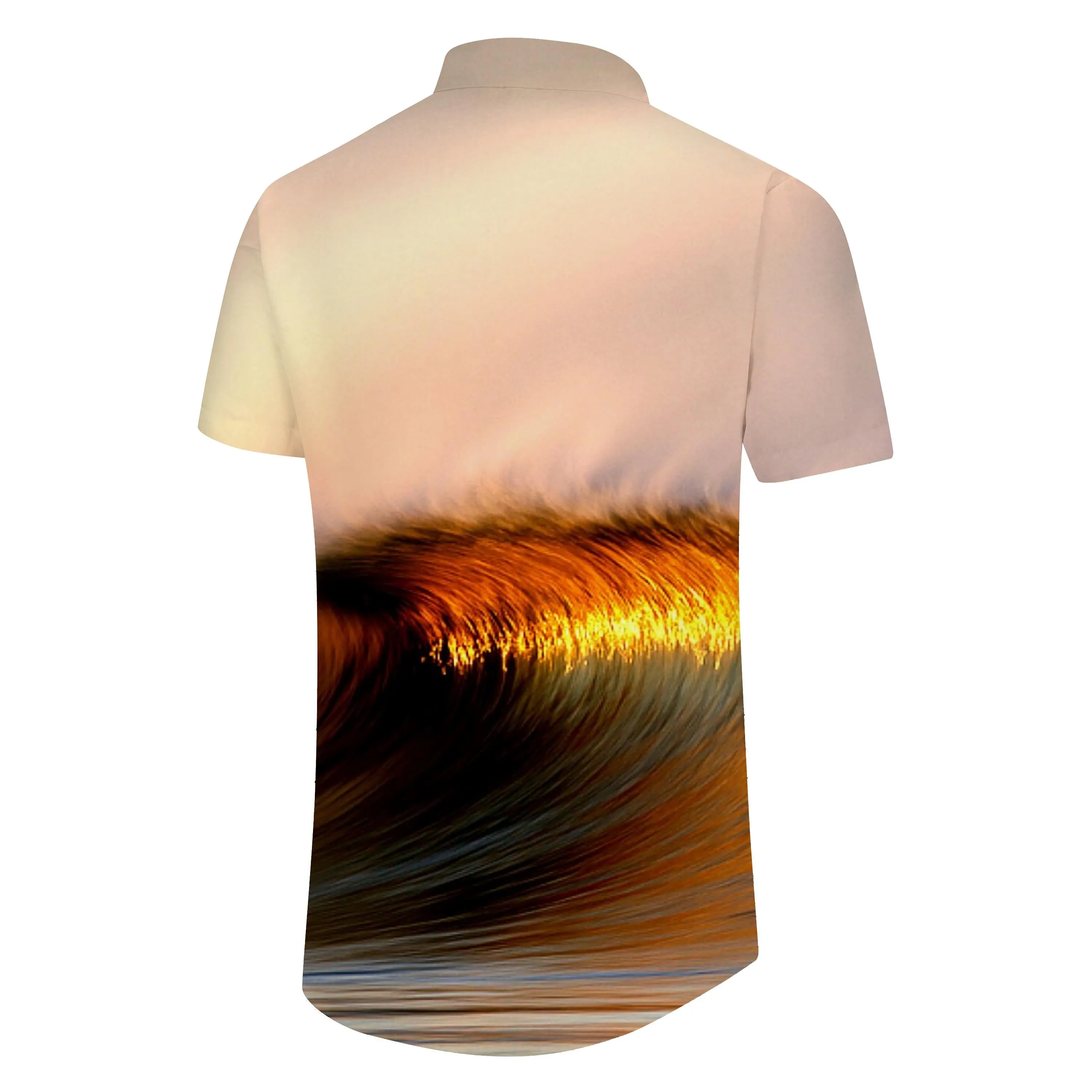 Sunrise Wave Style Shirt Four Seasons Vacation Beach Short Sleeve Hawaiian Button Shirt Short Sleeve