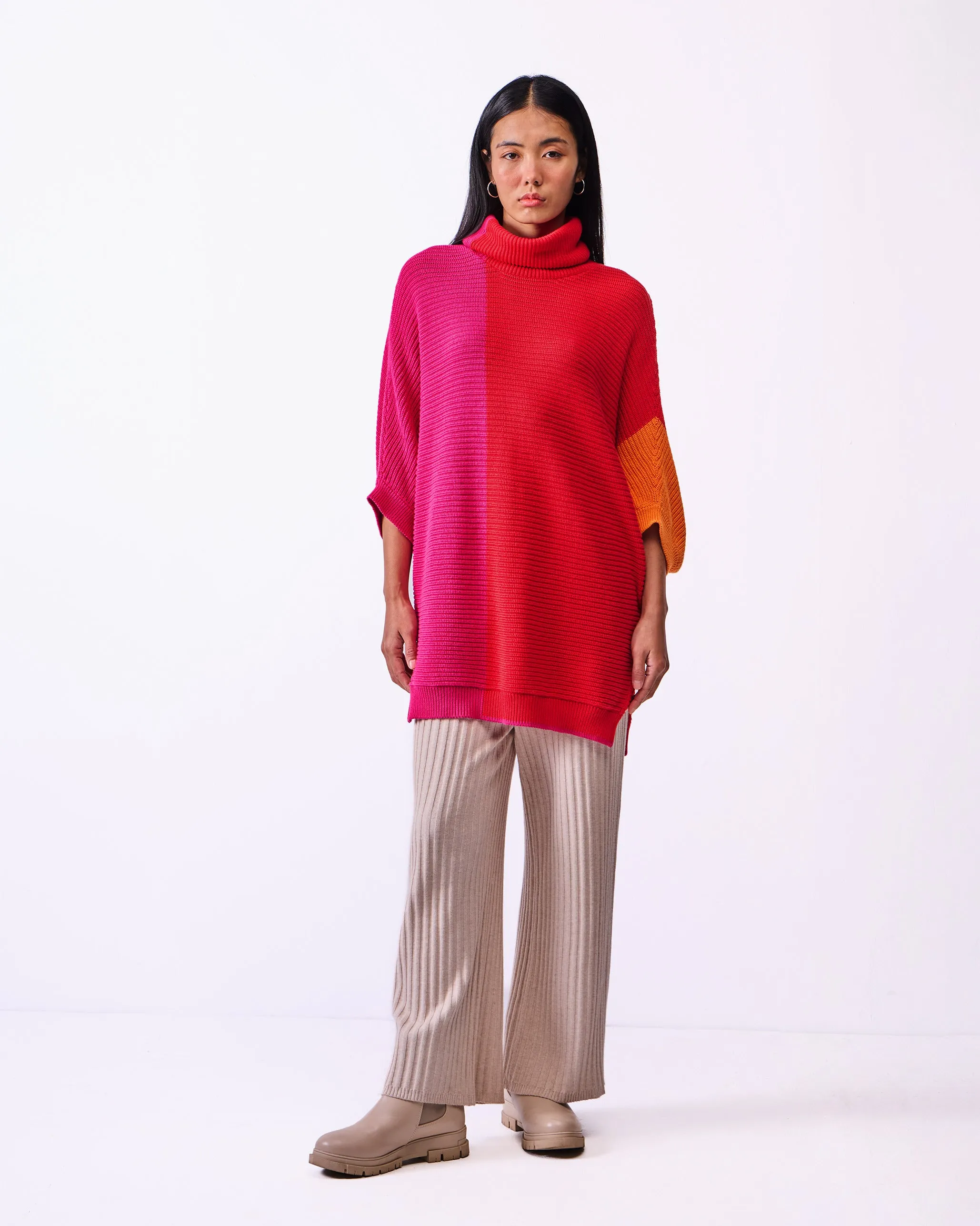 Tao Turtle Neck Sweater - Bright Red & Orange