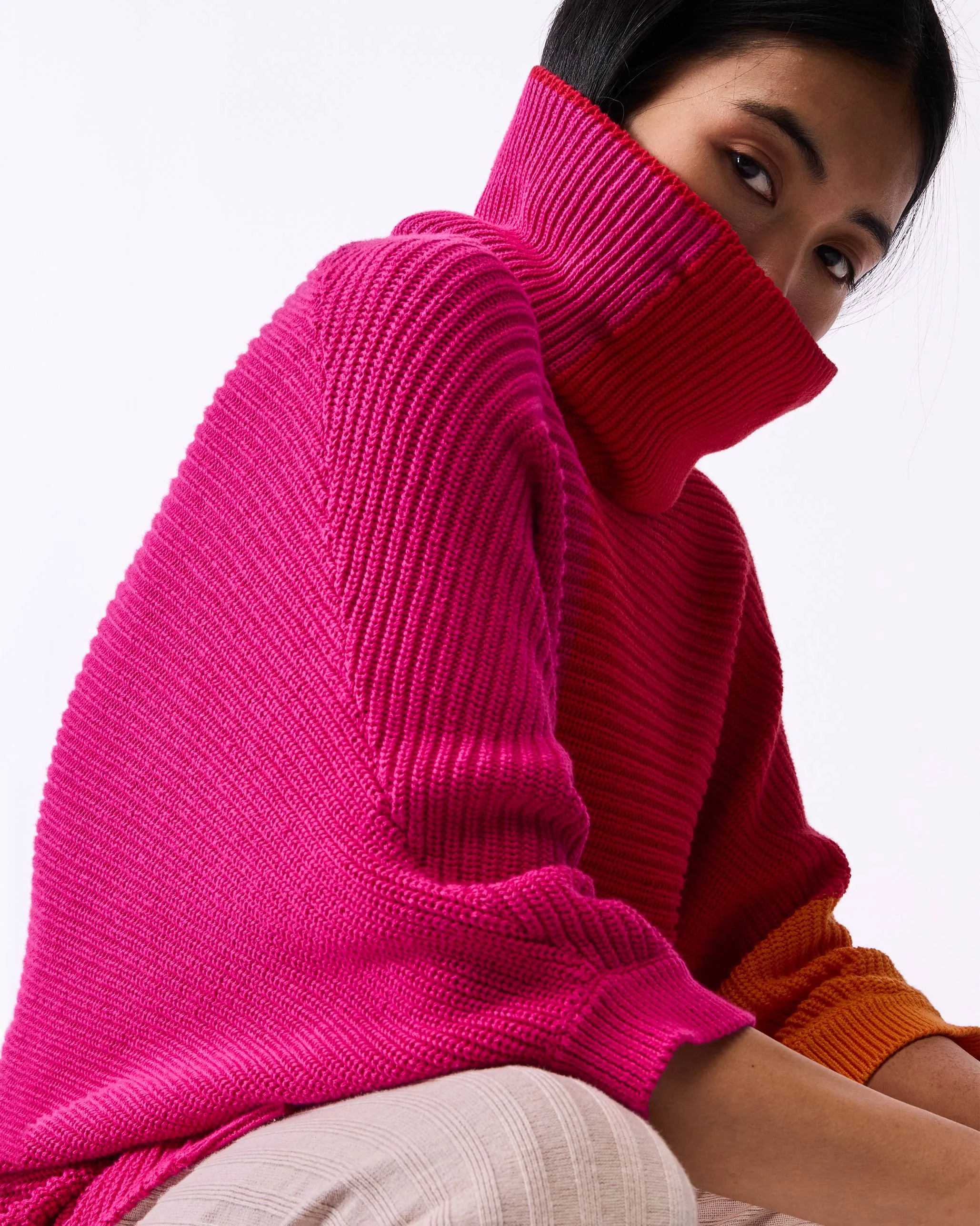 Tao Turtle Neck Sweater - Bright Red & Orange