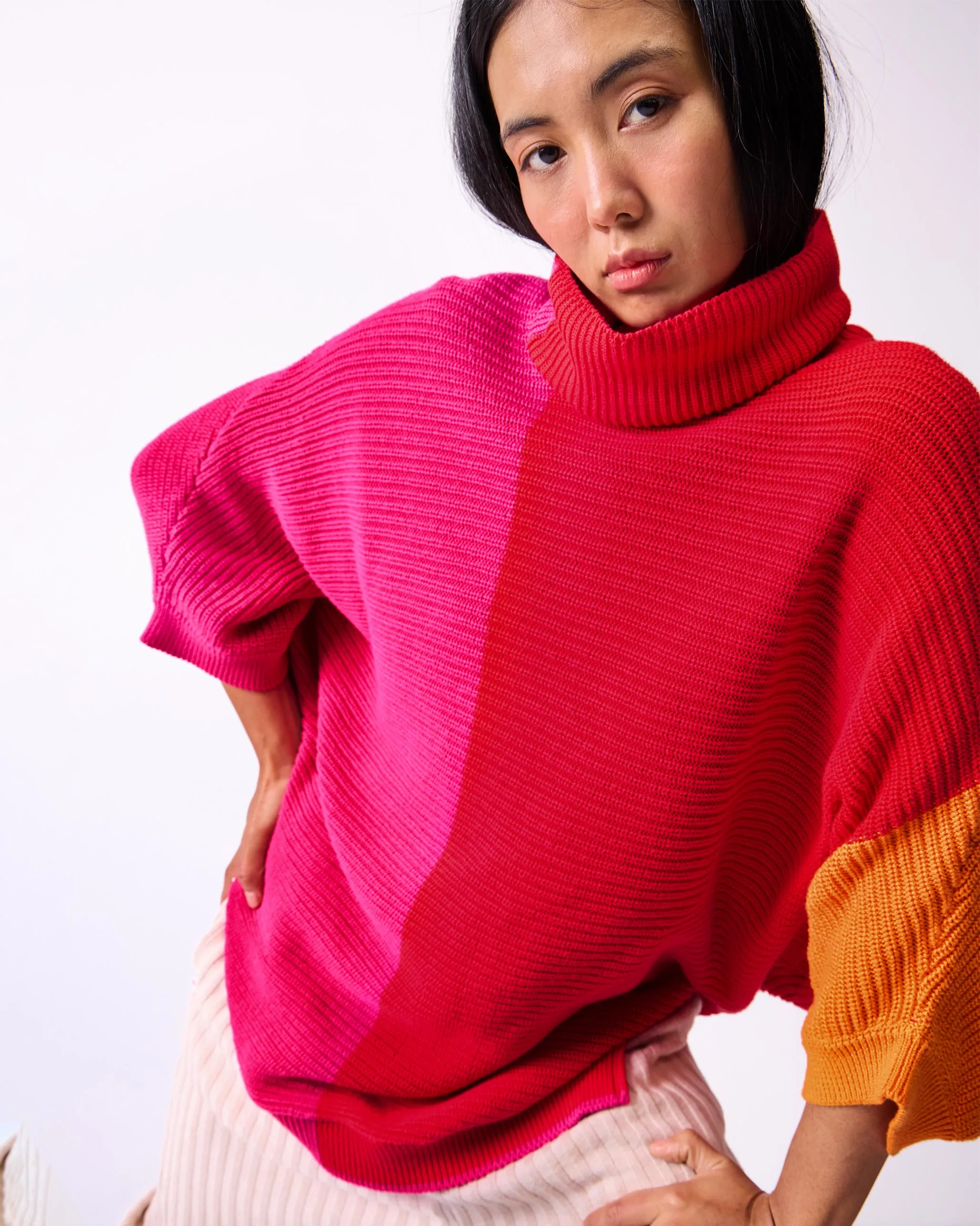 Tao Turtle Neck Sweater - Bright Red & Orange