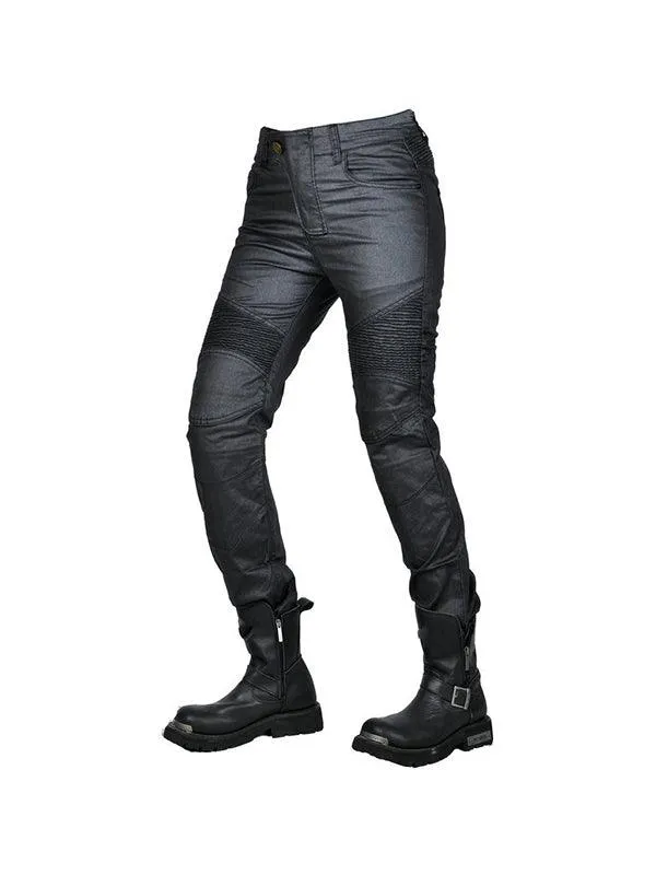 Vintage Slim Fit Denim Black Motorcycle Pants