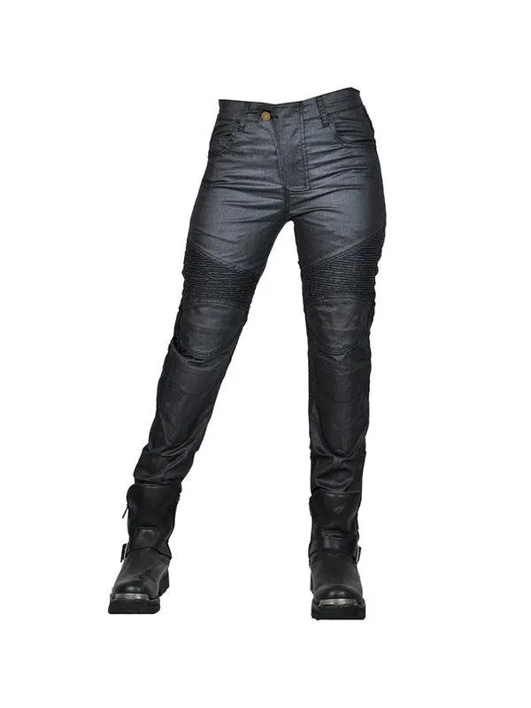 Vintage Slim Fit Denim Black Motorcycle Pants