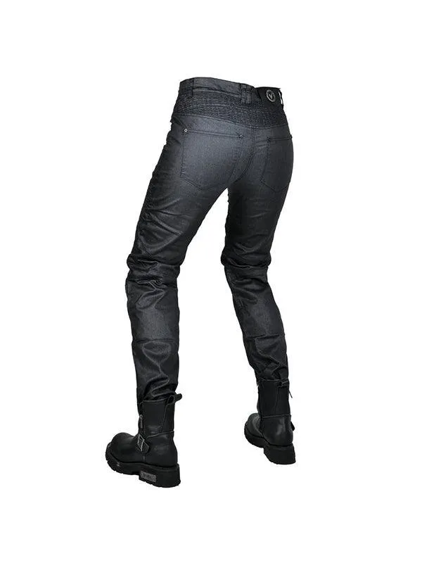 Vintage Slim Fit Denim Black Motorcycle Pants