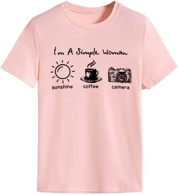 Women I'm A Simple Woman Sunshine Coffee Camera T Shirt