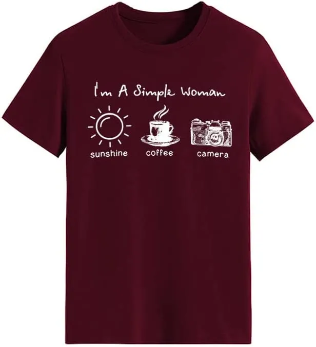 Women I'm A Simple Woman Sunshine Coffee Camera T Shirt