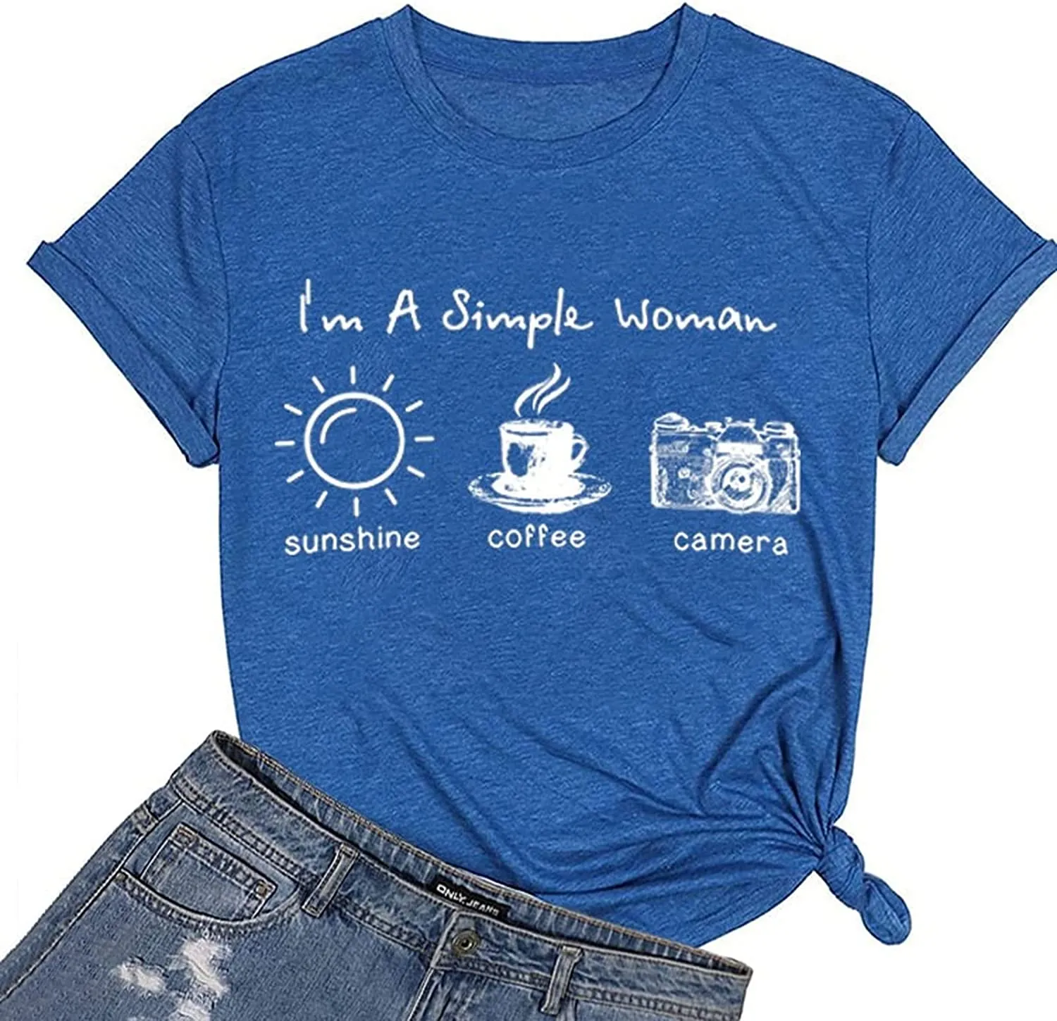 Women I'm A Simple Woman Sunshine Coffee Camera T Shirt