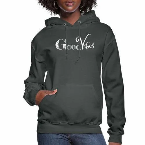 Womens Hoodie - Pullover Sweatshirt - Graphic/good Vibes