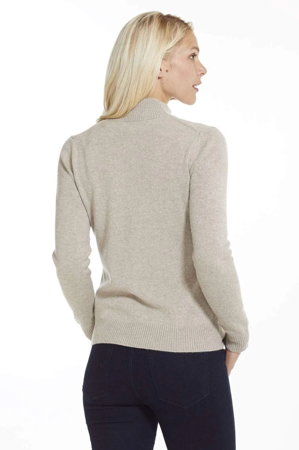 Women's Mock Turtleneck Cashmere Cardigan Sweater