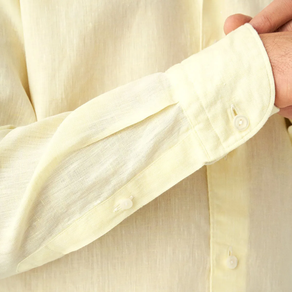 Yellow Italian Linen Slim Fit Shirt