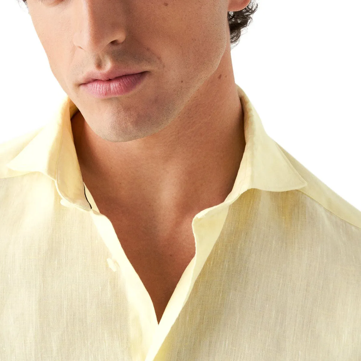 Yellow Italian Linen Slim Fit Shirt