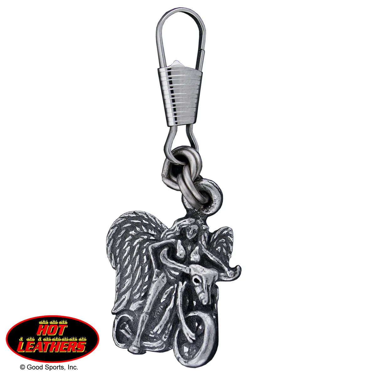 ZIP PULL ANGEL ON BIKE - SILVER - 2"x1"